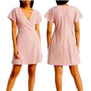 MADEWELL Women's Sz S Texture & Thread Short Sleeve Faux Wrap Dress DUSTY ROSE